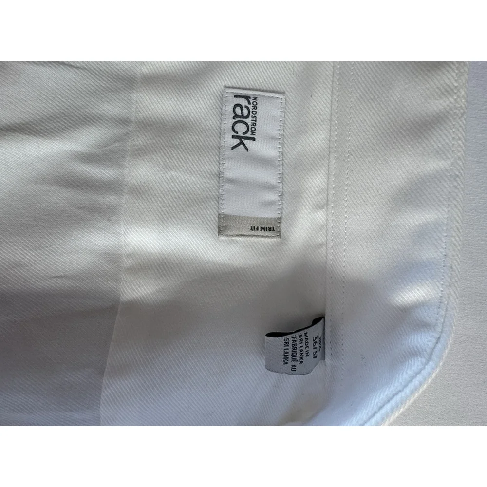 NWT Nordstrom Rack White Button Down Dress Shirt Mens 18.5 36 37 Trim Fit